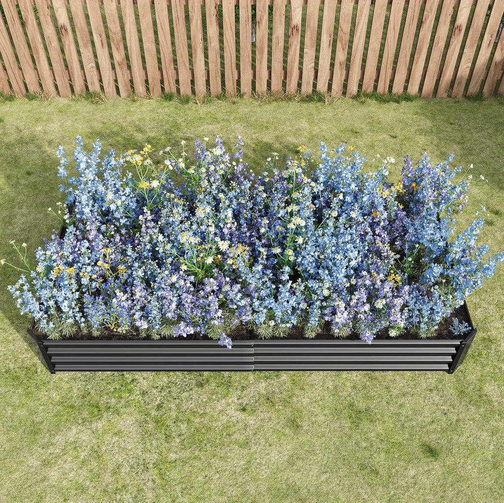 Galvanized Raised Garden Bed, Garden Box Outdoor, 8X4X1 FT, Black | Planter Raised Garden Boxes Outdoor for