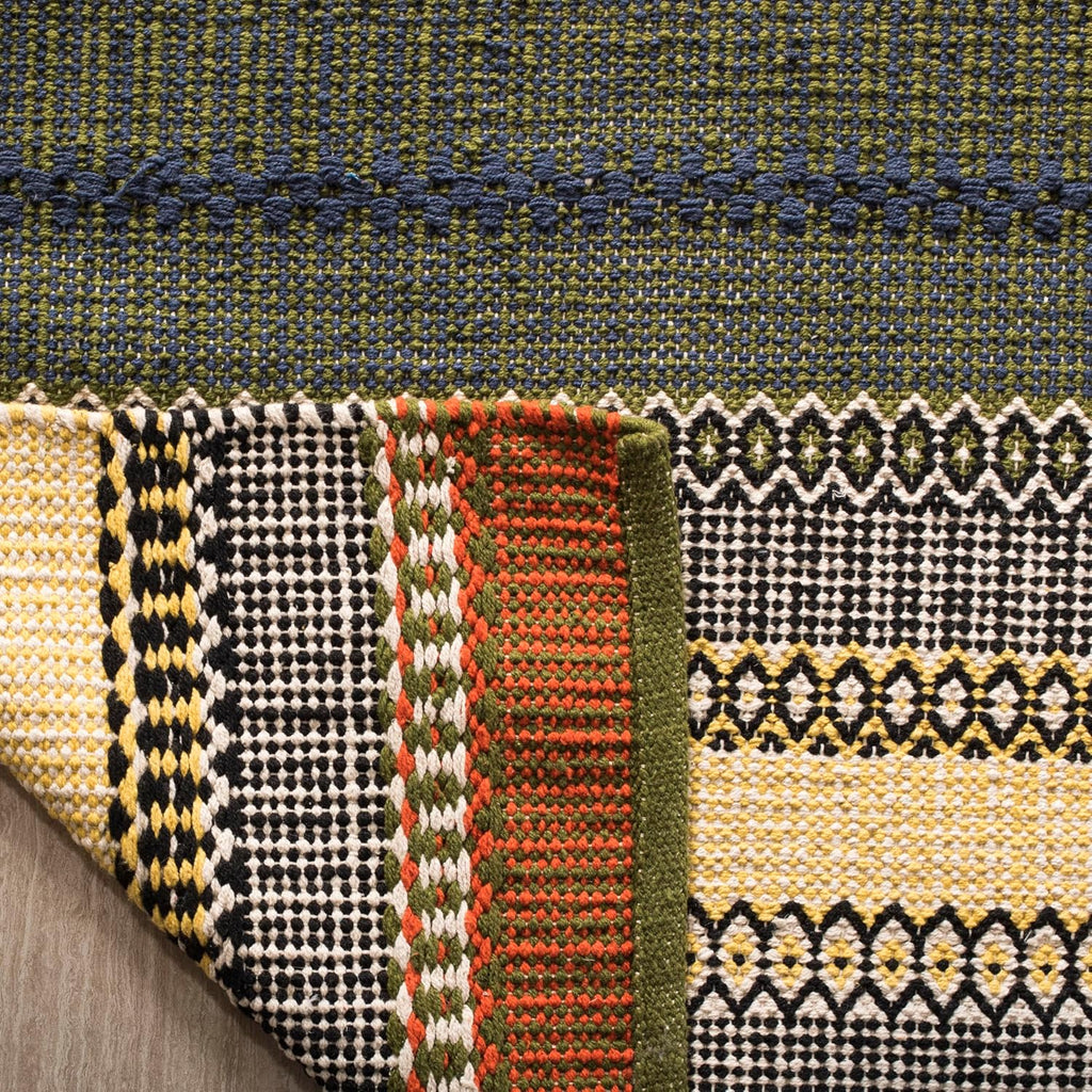 Area Rug 8x10 - Striped Kilim Collection - Large - Gold & Grey, Handmade Flat Weave Cotton, Ideal, Dining Space