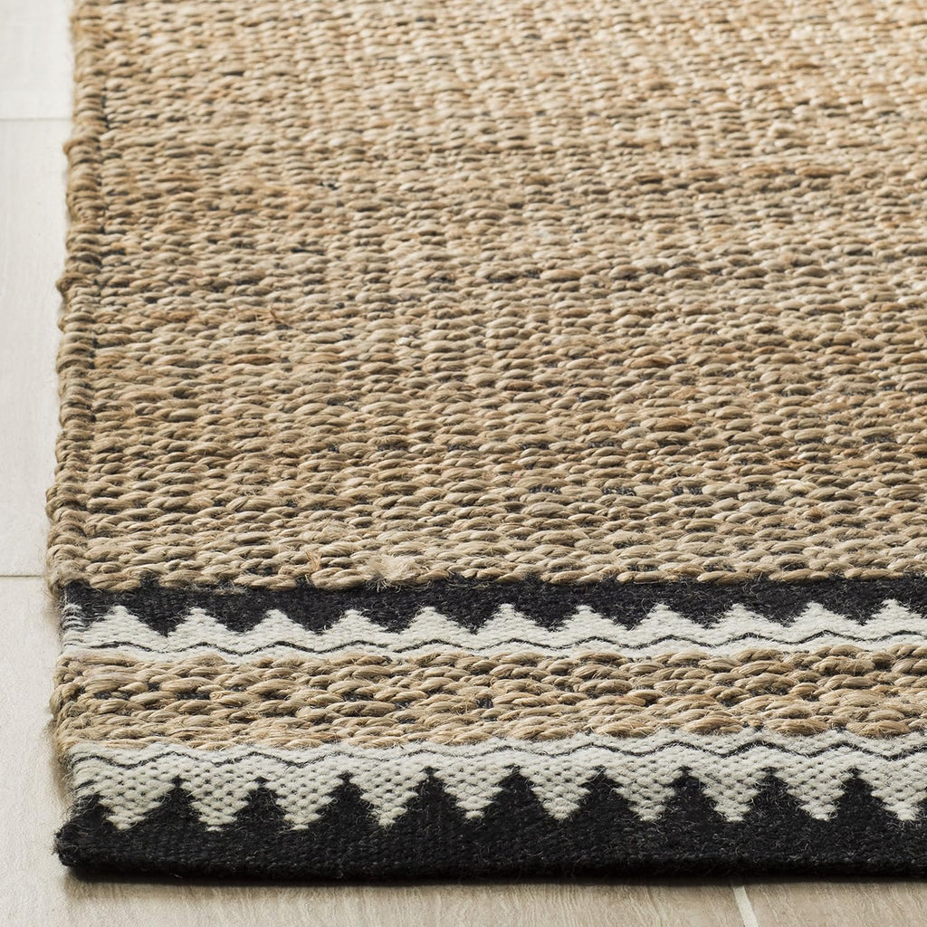Natural Fiber Collection Accent Rug - 4' x 6', Natural & Black, Handmade Farmhouse Boho Coastal Rustic Jute, Ideal