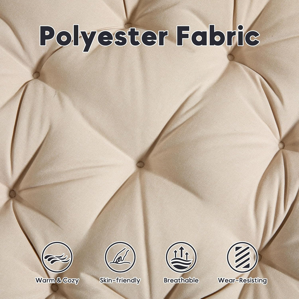 Comfortable 36" Ergonomic Wicker Papasan Chair, 360° Swivel Wicker Accent Chair Polyester Fabric Cushion, Ideal