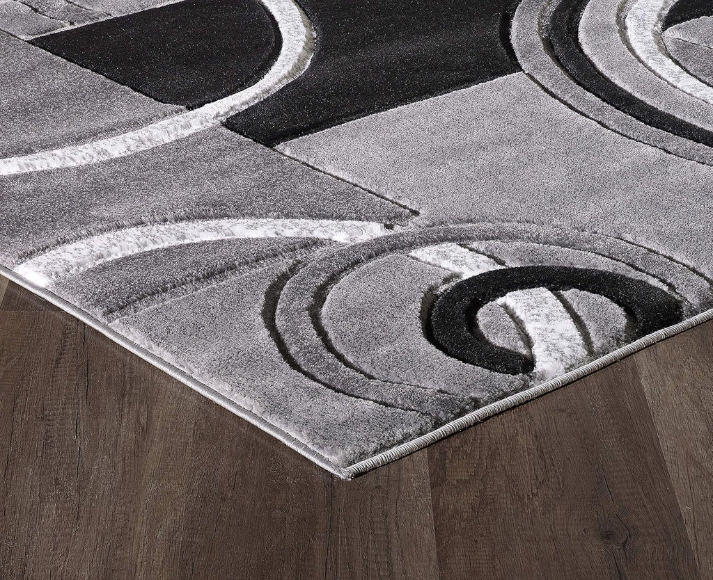 Area Rug Modern 5x7 Grey Soft Hand Carved Contemporary Floor Carpet with Premium Fluffy Texture for Indoor Living