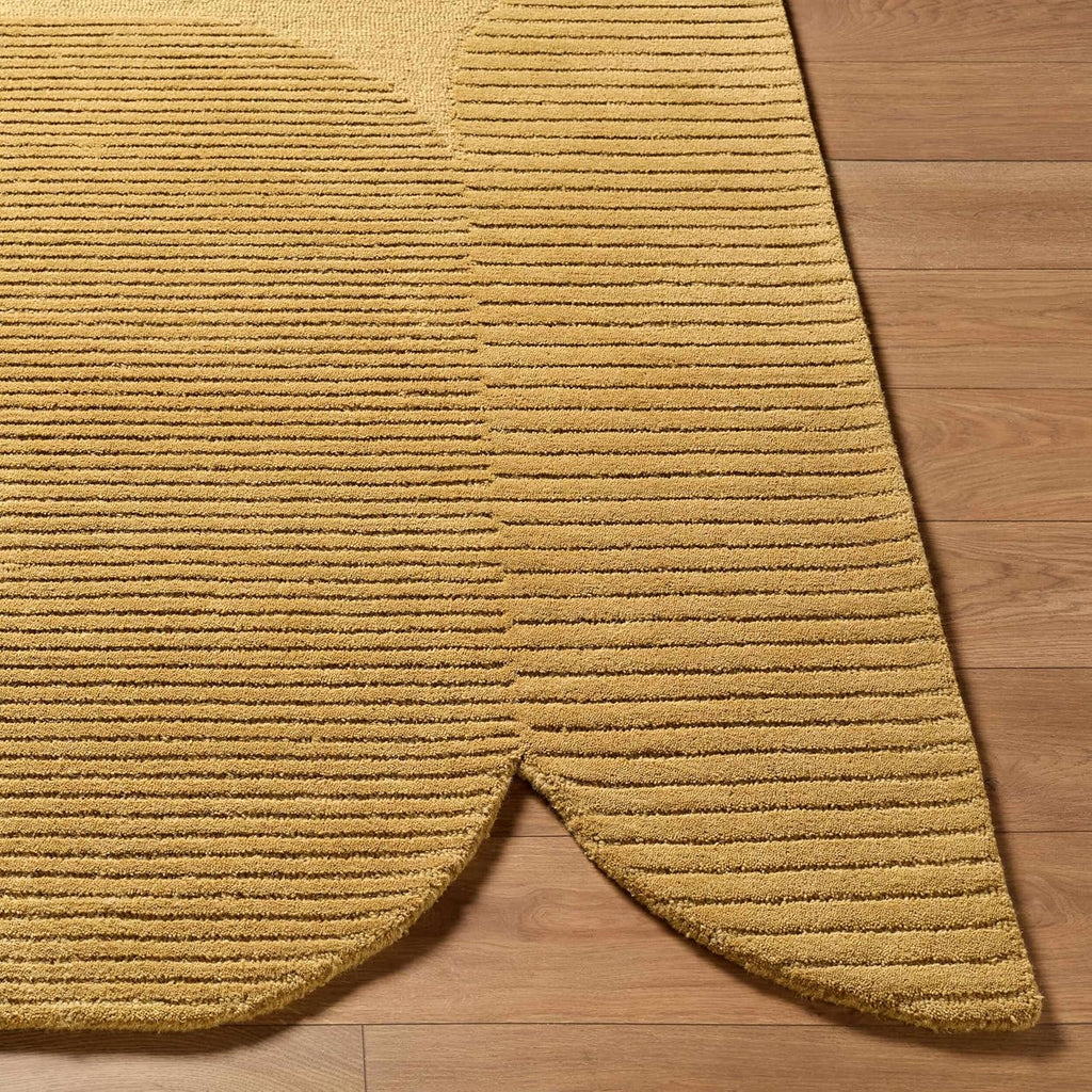 Patmos Wool Living Room, Bedroom Area Rug - Abstract Geometric Circles Striped - Contemporary Modern Minimalist Tone