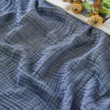 Muslin Cotton Blanket Adults Heather Navy Throw XL 50"x70"