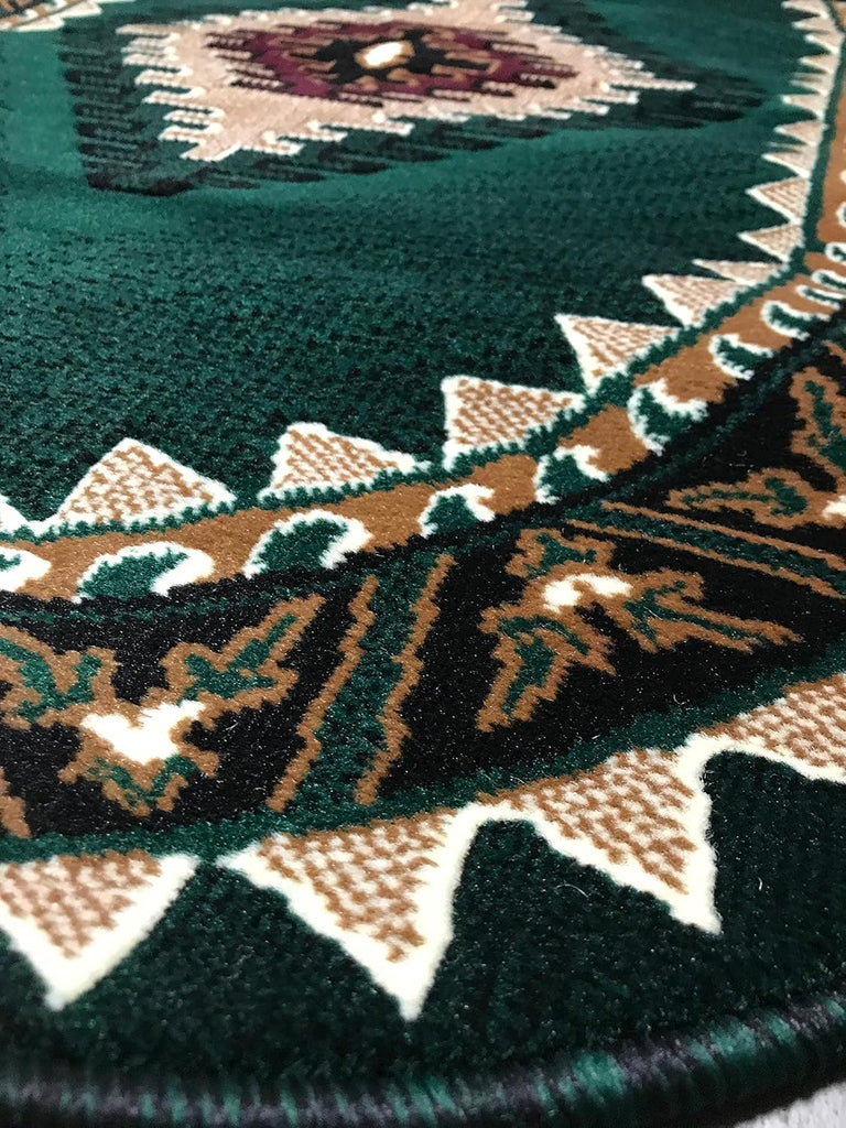 Southwest Native American Oval Area Rug Hunter Dark Green Design D143 (3 Feet X 4 Feet 7 Inch)