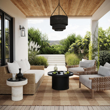 Falonia Light Brown Plaid Indoor/Outdoor Area Rug