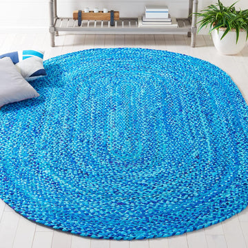 Braided Cotton Oval Rug 3'x5', Farmhouse Turquoise BRD452K
