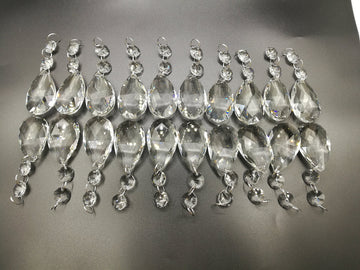 Teardrop Pendants Candle Chandelier Crystal Prisms Pendants Glass Pendants Beads, Pack of 20