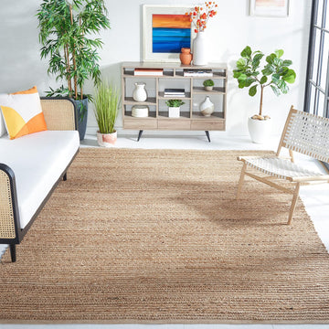 Cape Cod Collection Area Rug - 4' Square, Natural, Handmade Braided Jute, Ideal for High Traffic Areas (CAP355A)
