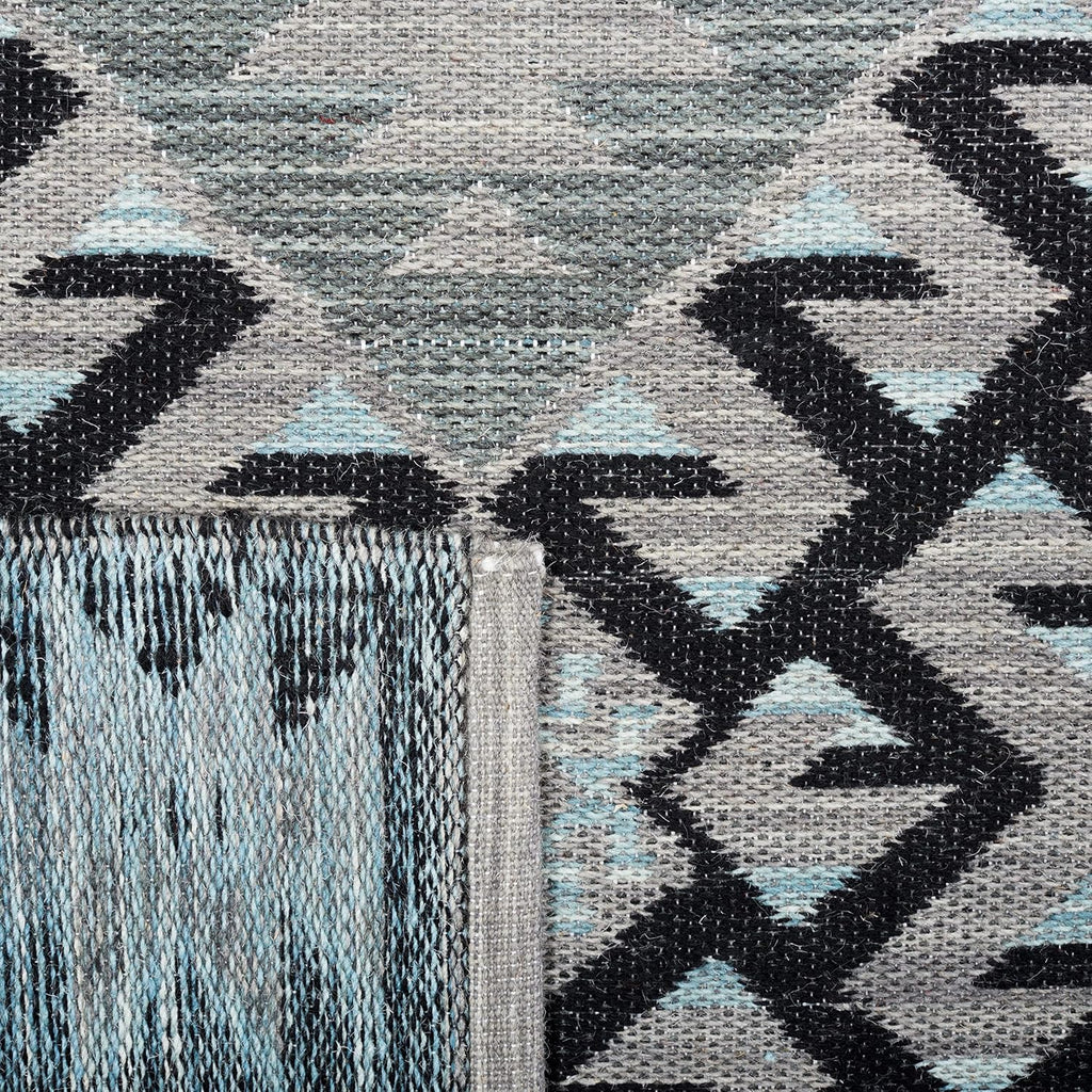 Kilim Collection Area Rug, Grey & Black, Handmade Tribal Southwestern Boho Rustic Wool, Ideal for High