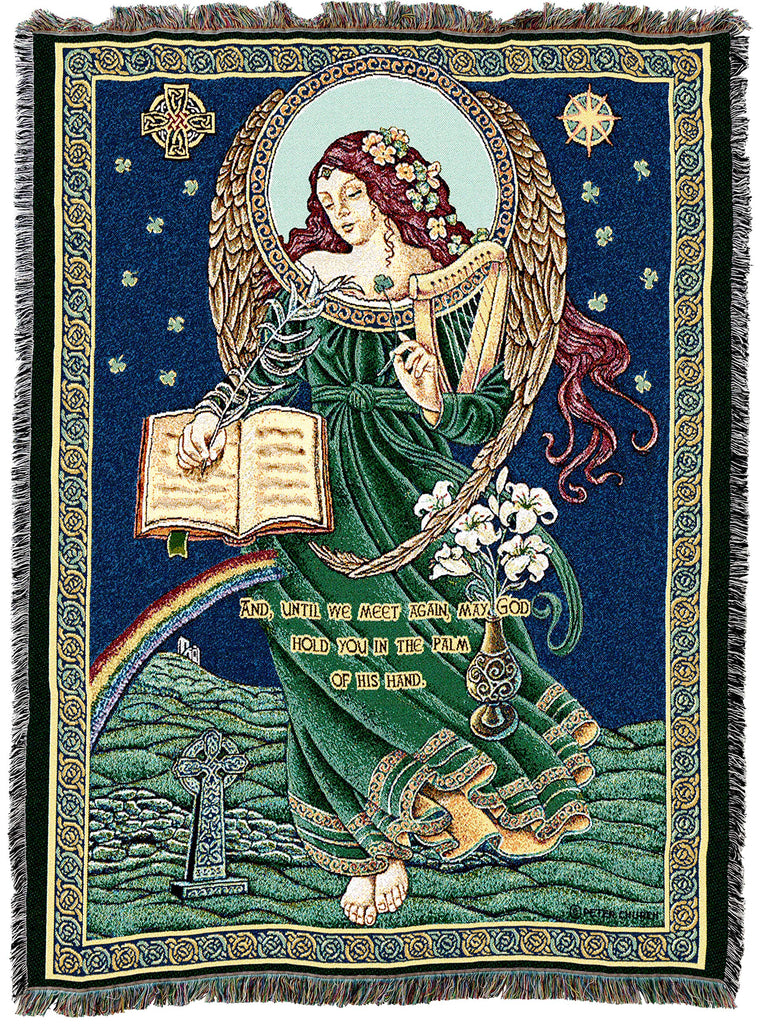 Irish Blessing Blanket - Until We Meet Again - Sympathy Celtic Gift Tapestry Throw Woven from Cotton - Made in The
