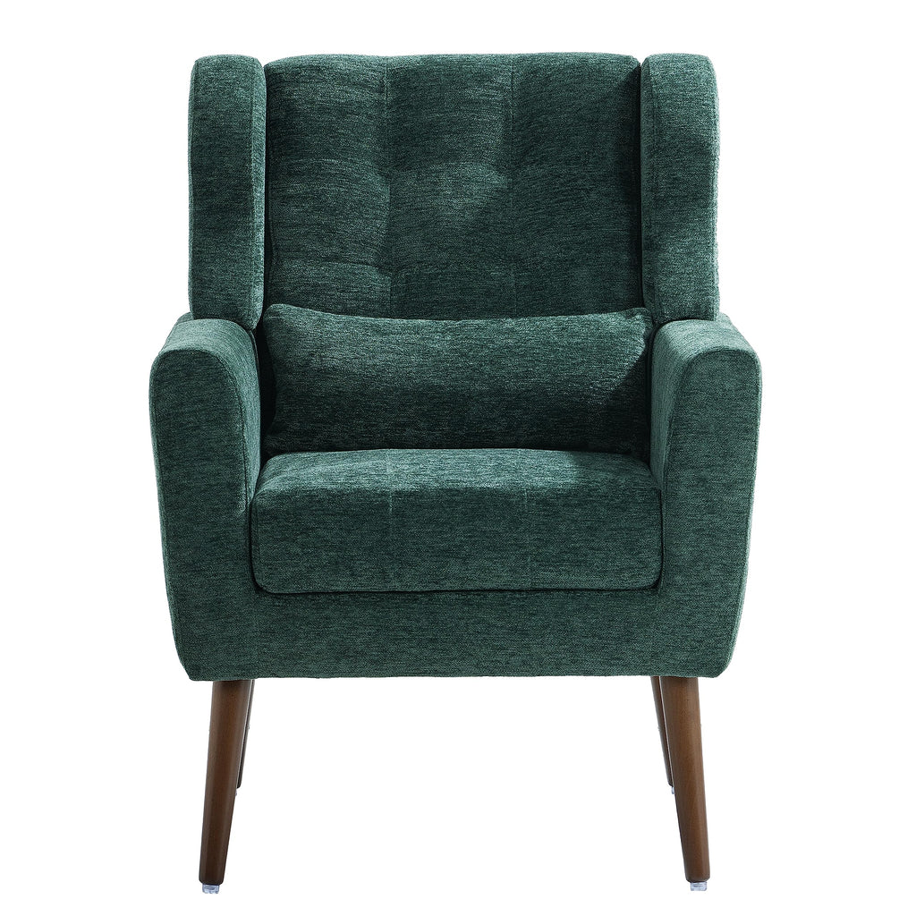 Modern Accent Chair Chenille Fabric Upholstered Tufted Side Chair Wingback Chair, Mid Century Reading Armchair with
