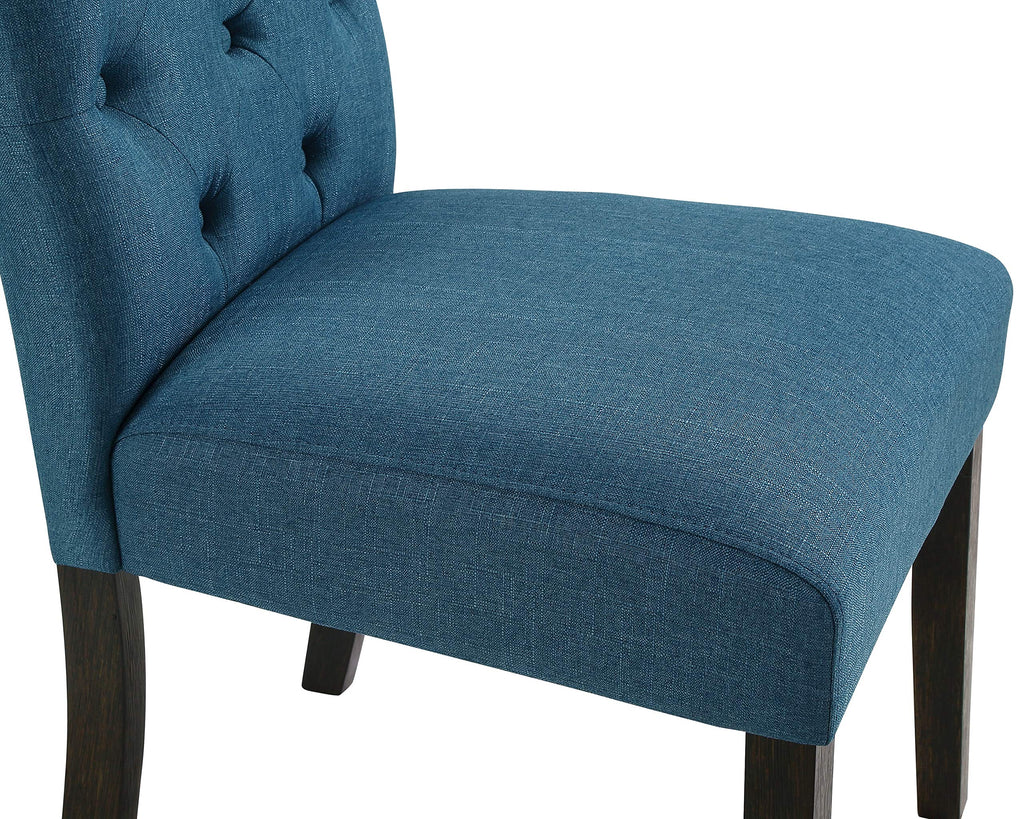 Leviton Urban Style Dark Washed Wood Dining Set: Table, 4 Chairs and Bench, Blue