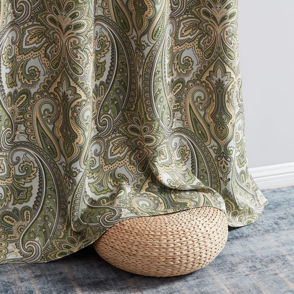 Paris Paisley Decorative Print Damask Pattern Light Reducing Grommet Window Curtain Panels - Set of 2 (50 x 72 Long