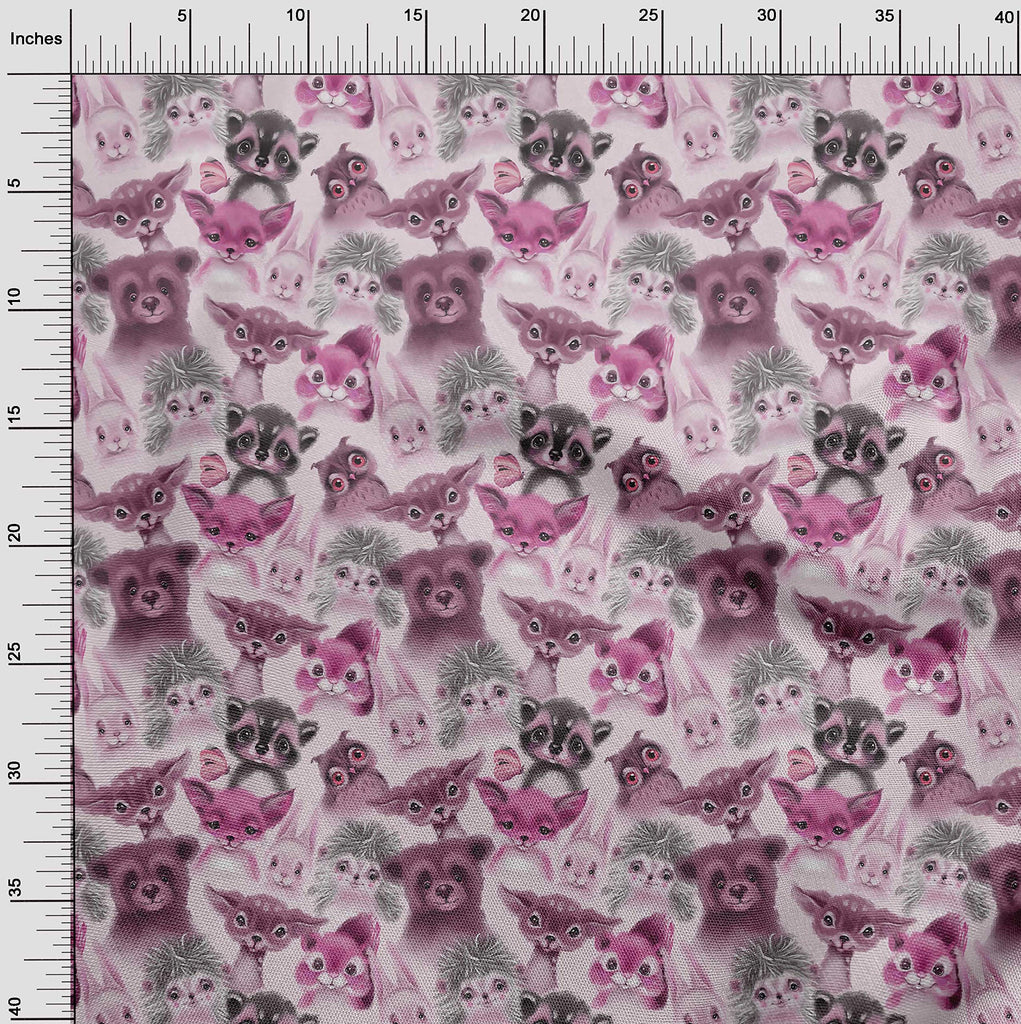 Cotton Jersey Pink Fabric Animals Watercolor DIY Clothing Quilting Fabric Print Fabric By Yard 58 Inch Wide