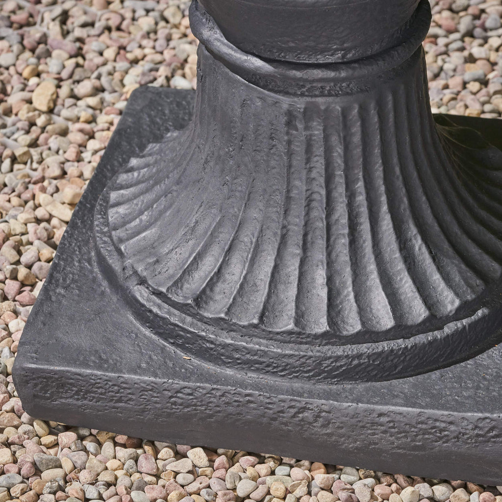 Great Deal Furniture Garden Urn Planter, Roman, Botanical, Black Lightweight Concrete