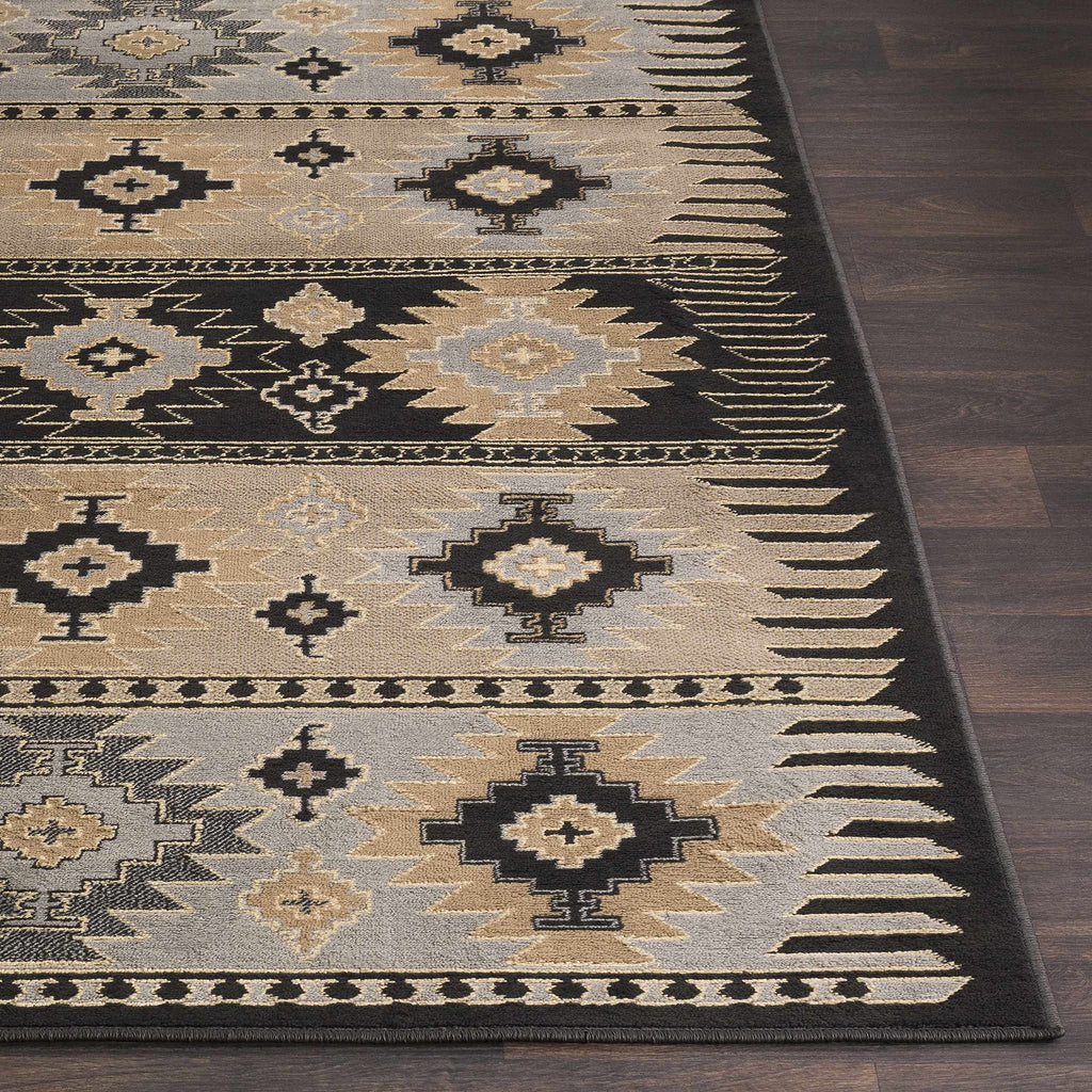 Foxburg Hallway, Kitchen Runner Rug - Geometric Diamond Medallion Border Striped - Southwestern Tribal Aztec Navajo