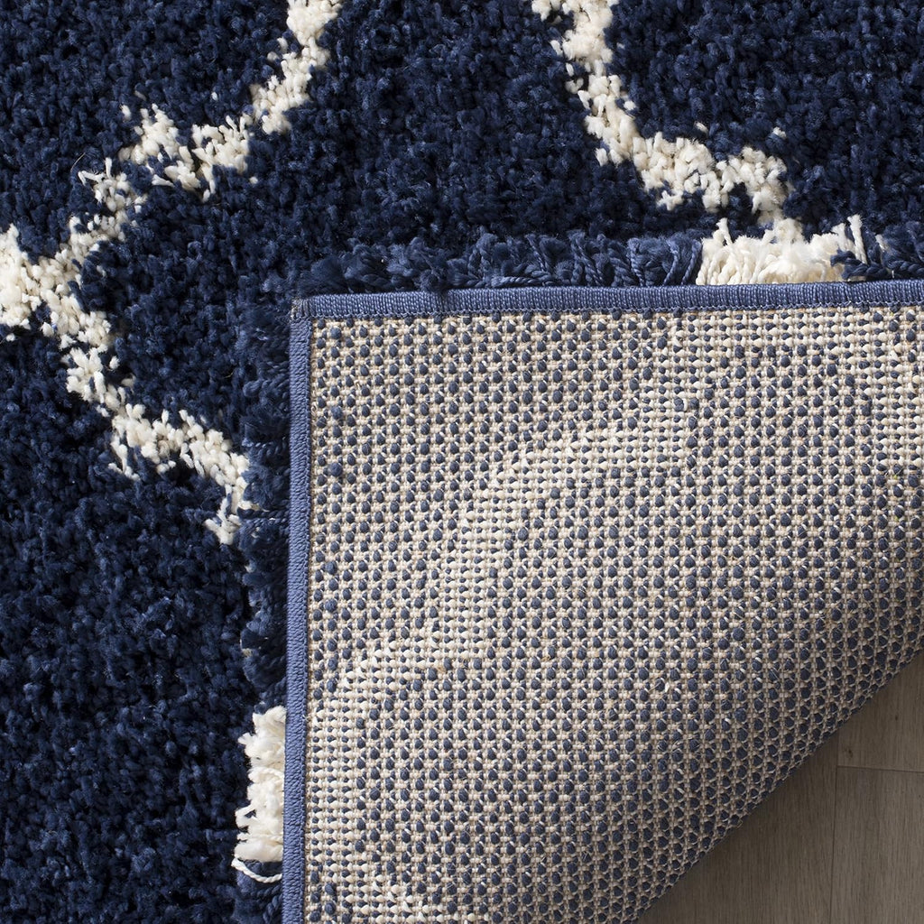 Hudson Shag Accent Rug 2x3, Plush Trellis Navy & Ivory SGH282C