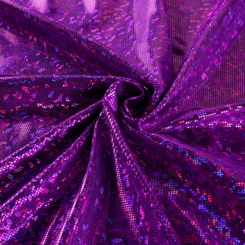 Shattered Hologram Lamé Stretch Knit Purple, Fabric by the Yard