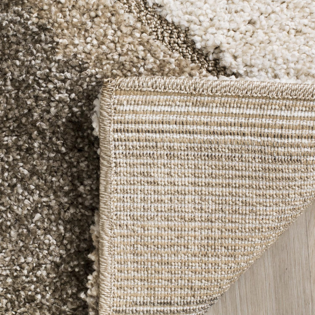Florida Shag Collection Area Rug - 5'3" x 7'6", Cream & Smoke, Modern Ogee Design, Non-Shedding & Easy Care, 1.2-inch