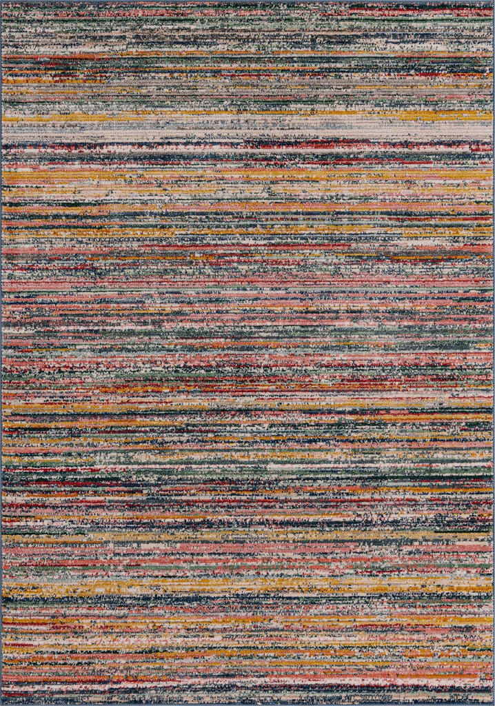 Gemstone Rug - 6' 2 Multi Easy-Clean Area Rug - Modern Textured Stripe Design, Perfect, and Home Office