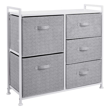 Bedroom Closet Organizer with 5-Fabric Storage Drawers for Clothes Storage, White