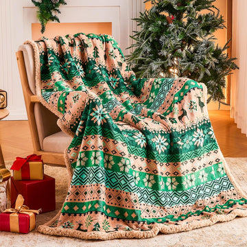 Christmas Throw Blanket, Christmas Decorations Blankets and Throws, Fuzzy Cozy Soft Warm Fleece Sherpa Winter Holiday