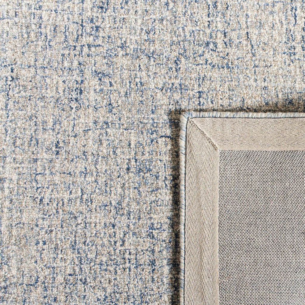 Abstract Area Rug - 10' x 14', Ivory & Blue, Handmade Wool