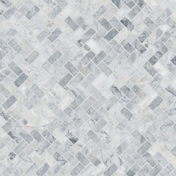 Mesh Mounted Marble Floor & Wall Tile| Capri Blue | 1" x 2"