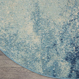 Home Passion Navy/Light Blue 8' x Round Area-Rug, Modern, Abstract, Easy-Cleaning, Non Shedding, Bed