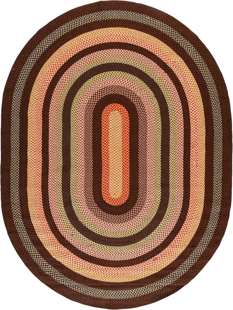 Braided Indoor/Outdoor Oval Rug 8x10, Large Brown BRD313T