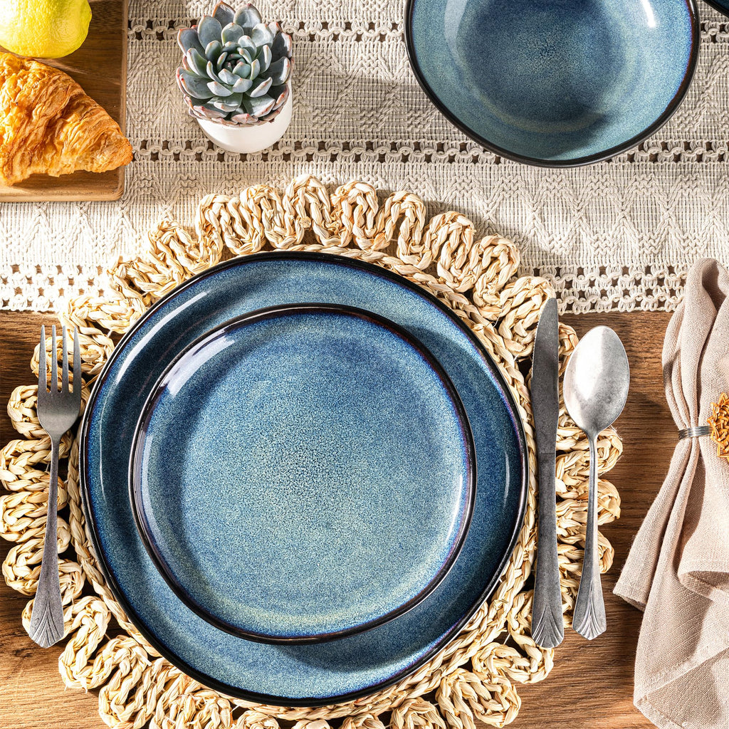Ceramic Dinnerware Sets for 6, 18Pcs Plates and Bowls Sets Dishes