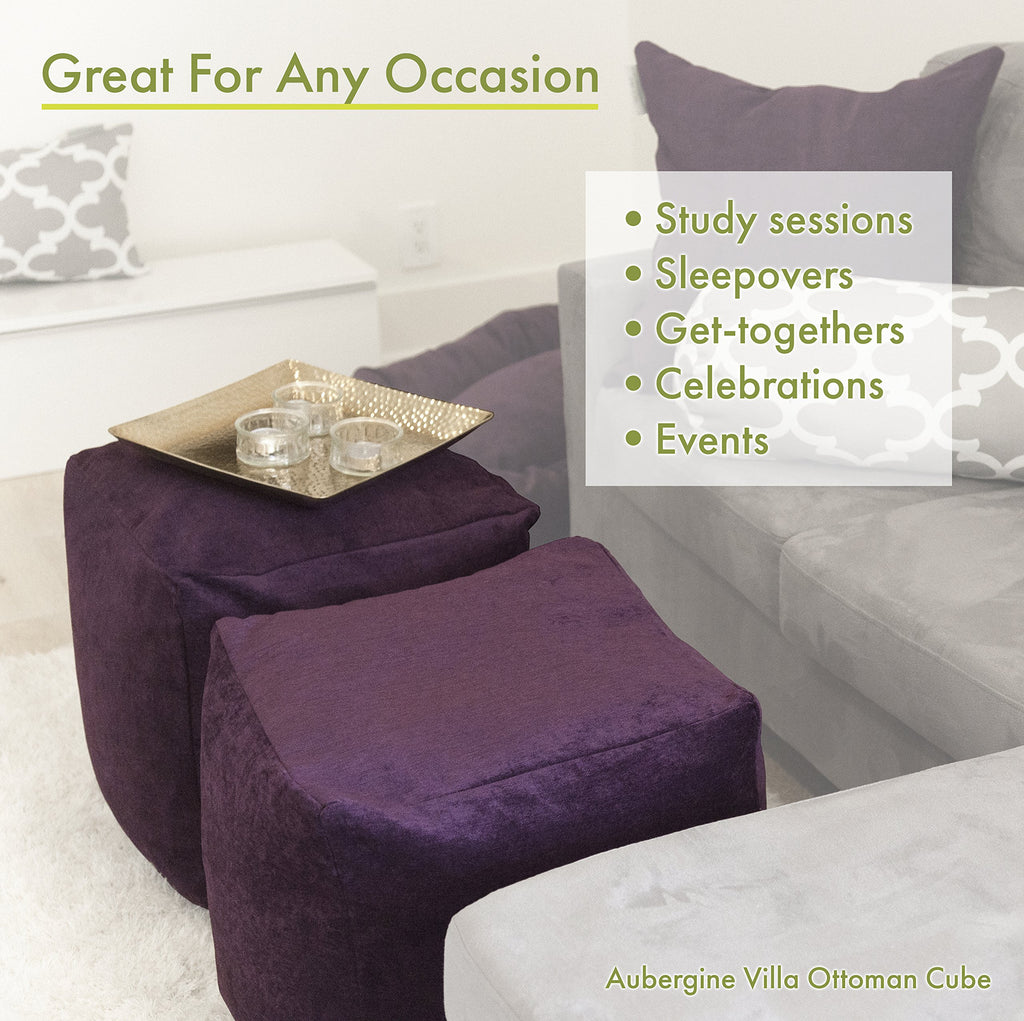MHG Square Pouf Ottoman Foot Rest | Treated Polyester | Modern Decorative Seating | Designed For Indoor & Outdoor