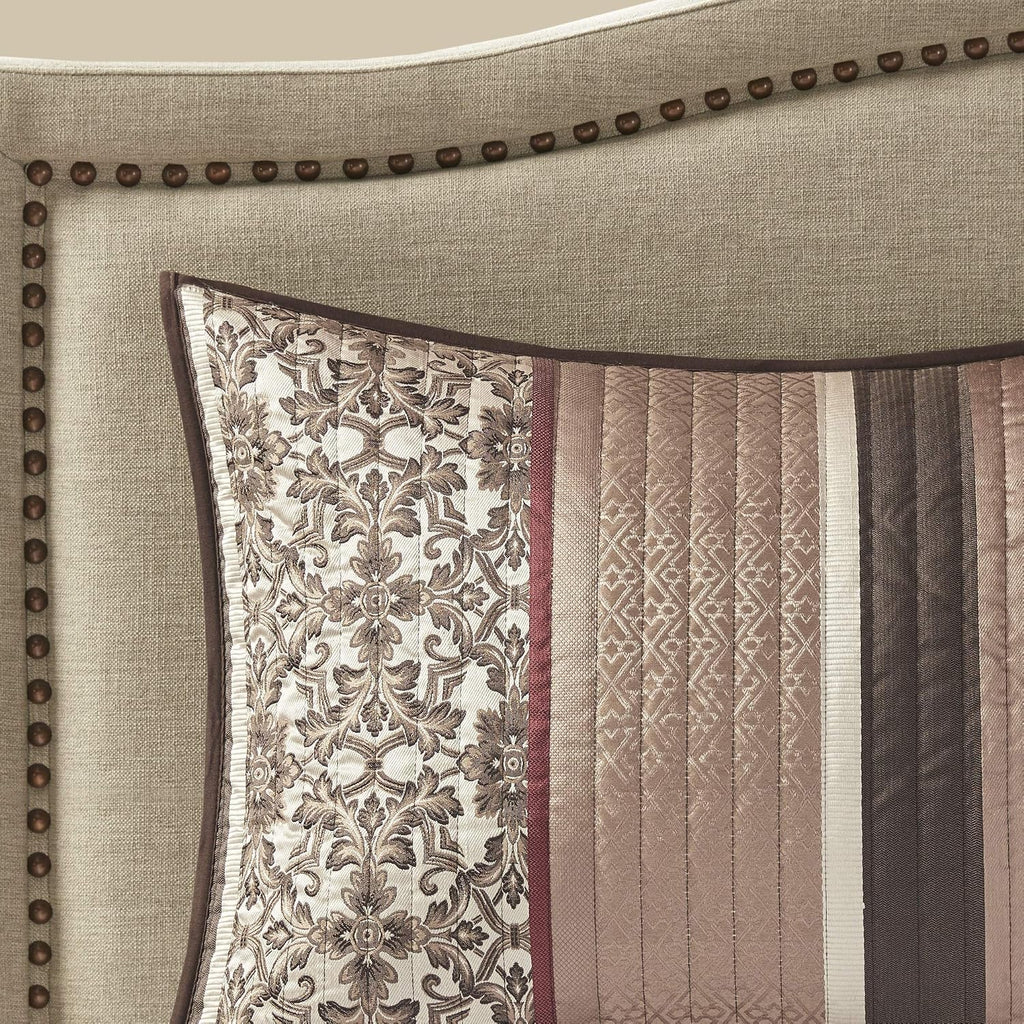 Quilt Set Luxurious Jacquard Stripes Design - All Season, Coverlet Bedspread Lightweight Bedding Layer, Shams