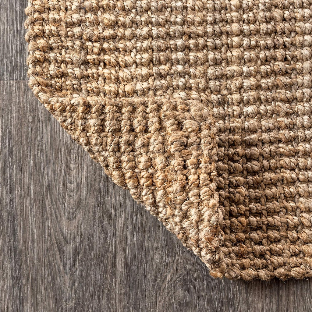 Pata Hand Woven Chunky Jute Natural Area Rug, 12x15, Bohemian, Rustic, Cottage, Easy-Cleaning