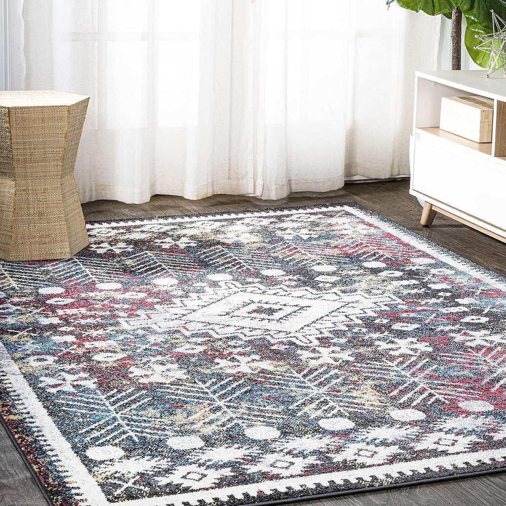 Dhiya Distressed Kilim Multi Indoor Area Rug, Bohemian, Vintage, Easy-Cleaning, Pet Friendly, Non-Shedding