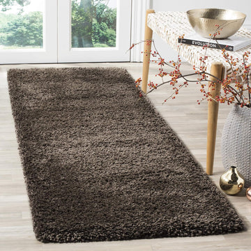 Santa Monica Shag Collection Runner Rug - 2'3" x 7', Mushroom, Solid Design, Non-Shedding & Easy Care, 2-inch Thick
