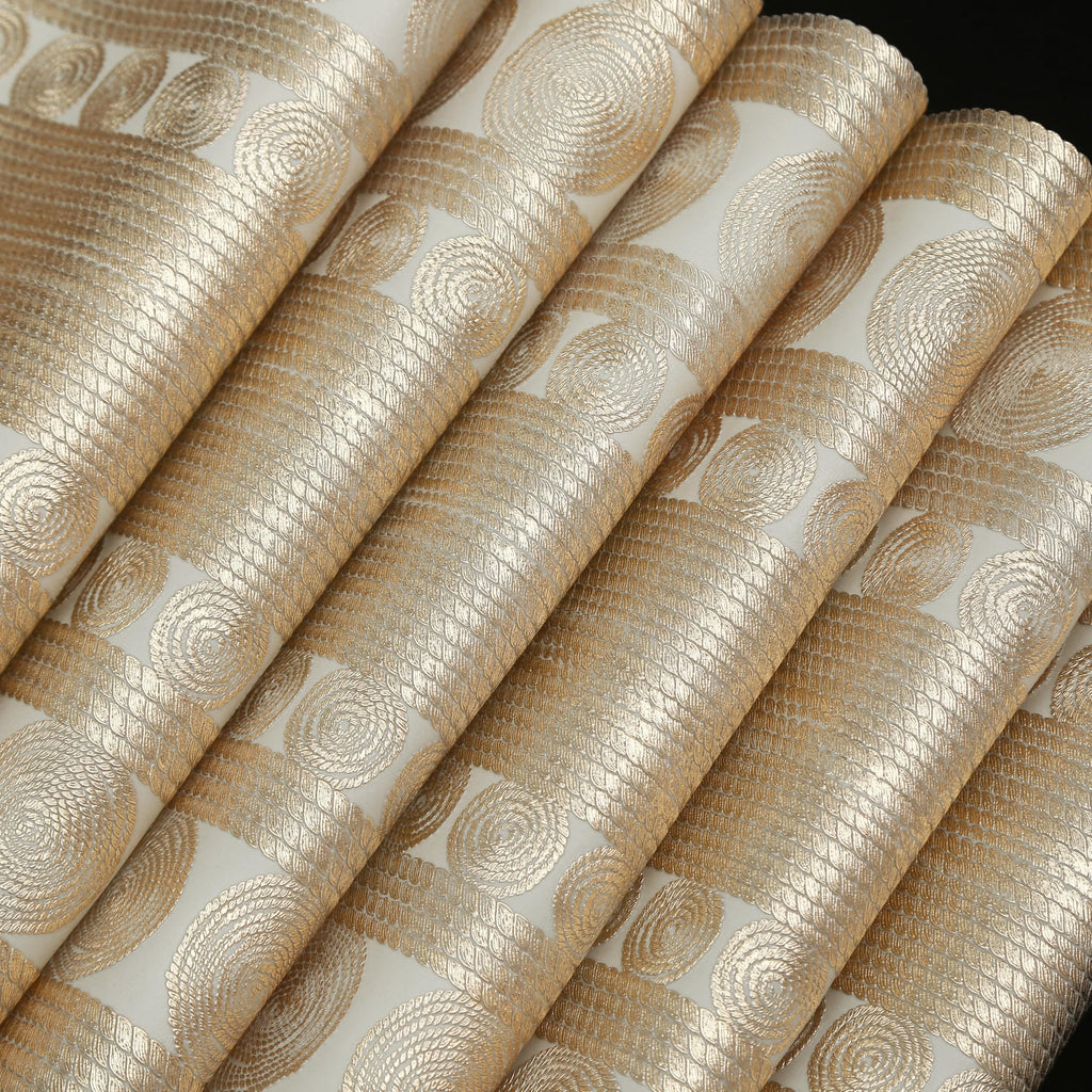 Metallic Gold Placemats Set of 6,Woven Rope Pattern Waterproof PVC Table Mats,Rectangular Washable Non-Slip