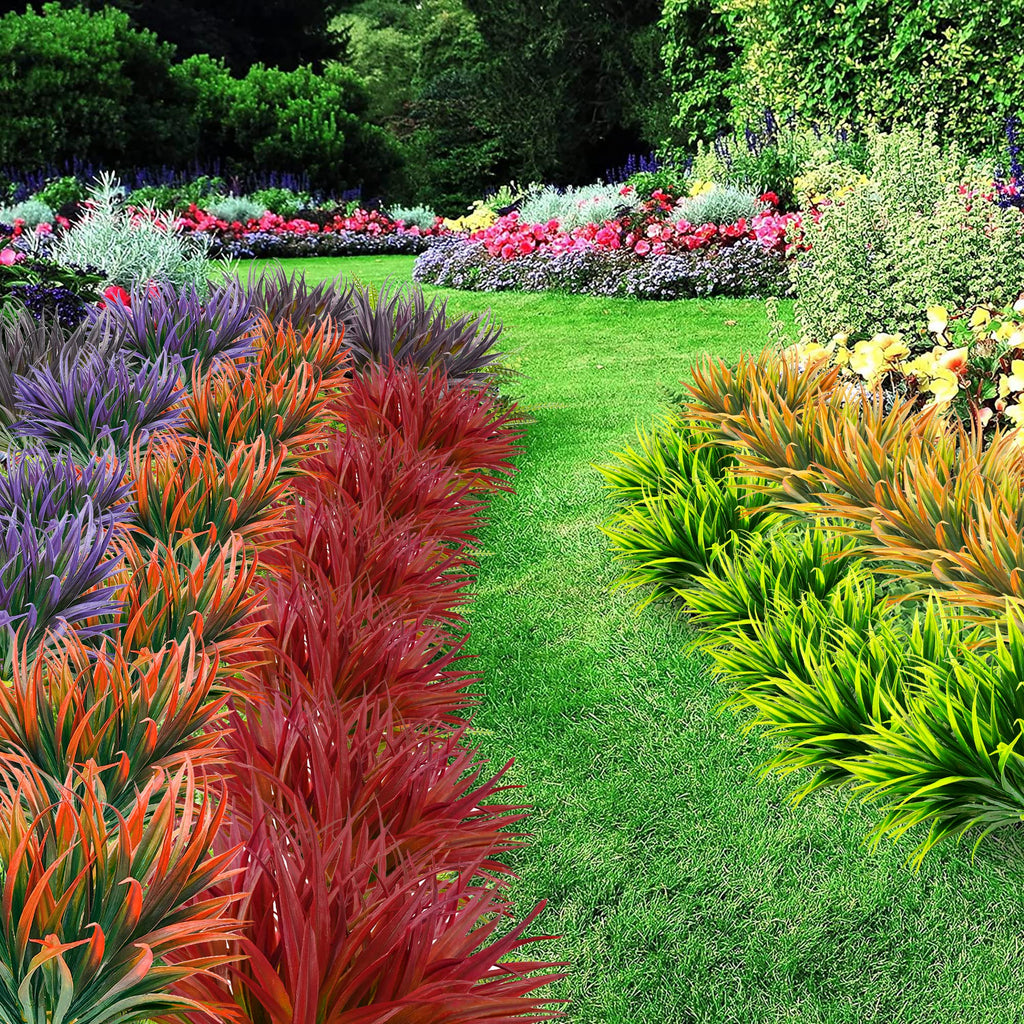 UV Resistant Artificial Plants Outdoor Fake Tropical Plants, 16 Pcs