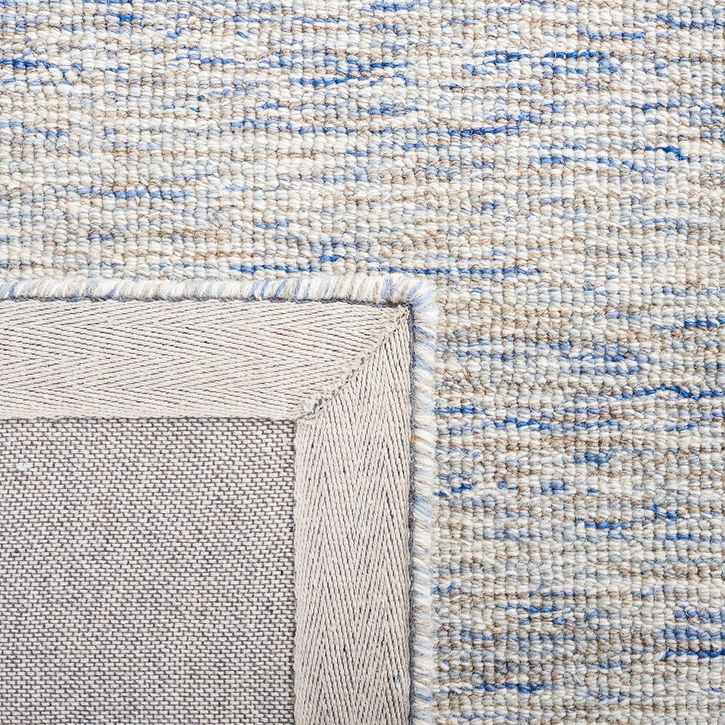 Abstract Area Rug - 10' x 14', Blue & Ivory, Handmade Wool