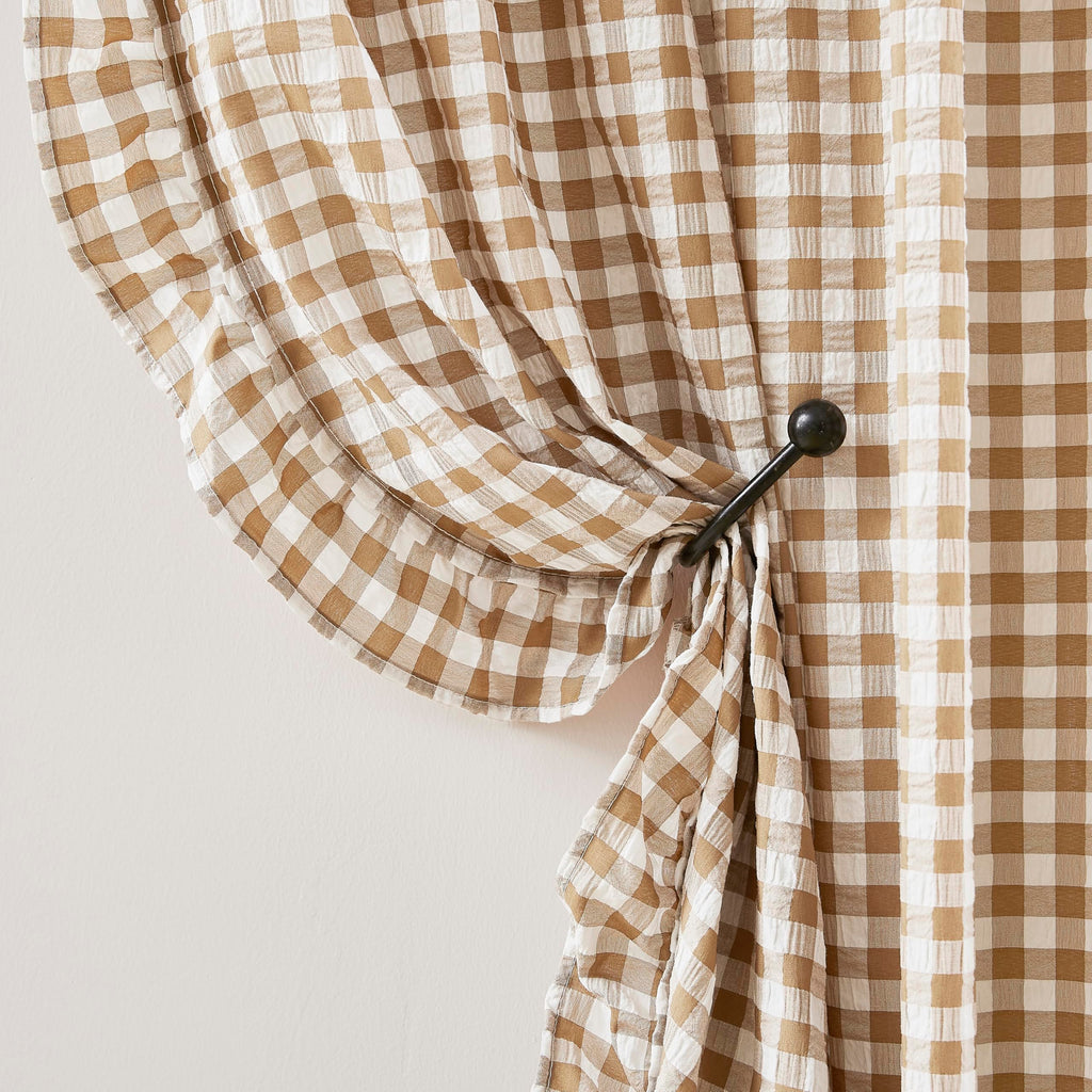 Brown White Buffalo Plaid Curtains 84 Inches Long