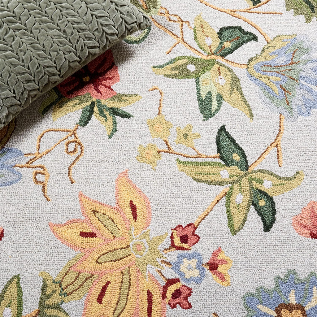 Chelsea Area Rug - 10' x 14', Grey, Handmade Wool, French Country Floral Design