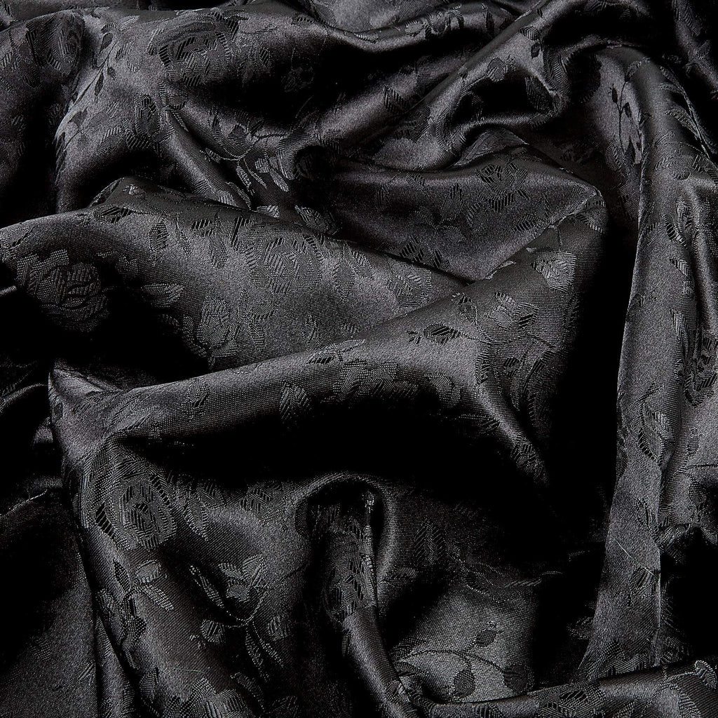 Satin Jacquard Black, Fabric by the Yard
