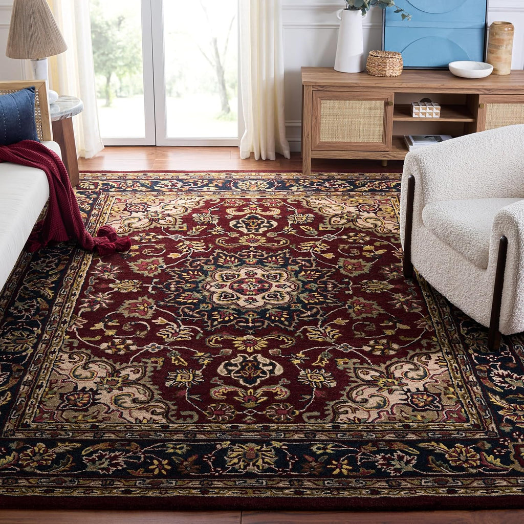 Classic 9' x 12' Burgundy / Navy Handmade Traditional Oriental Premium Wool Area Rug
