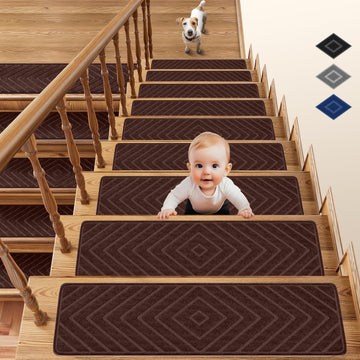 Brown for Wooden Steps 15 Pack 30" X 8" Non Slip Stairs Runner
