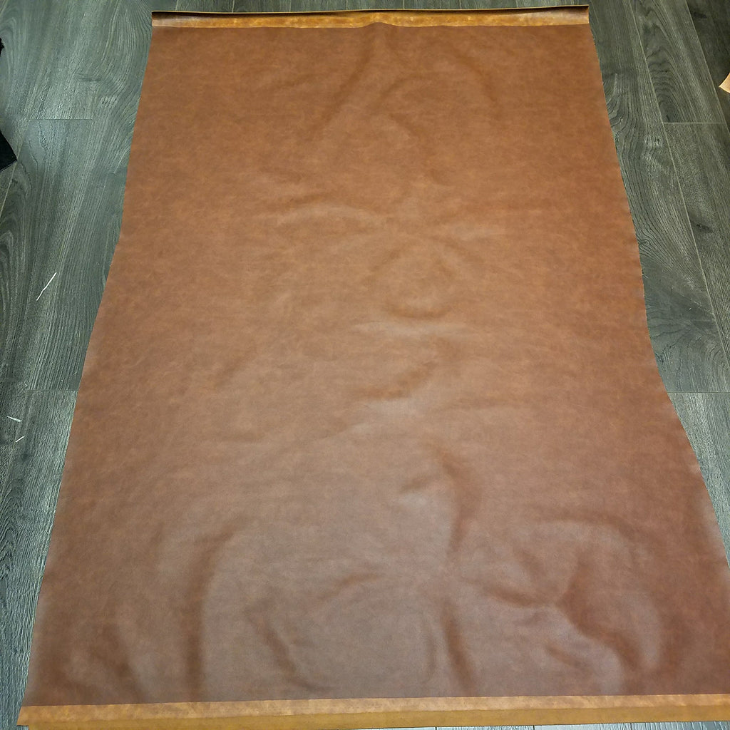 TM | Cognac Rustic Brown Two Tone Soft Faux Vegan Leather Sheet Fabric PU (Peta Approved Vegan) | 1 Yard (36 inch x