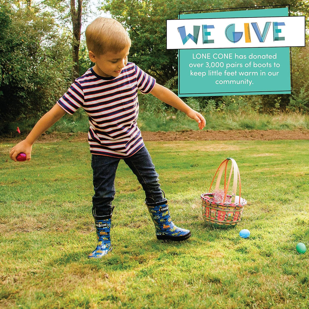 Rain Boots with Easy-On Handles in Fun Patterns for Boys and Girls