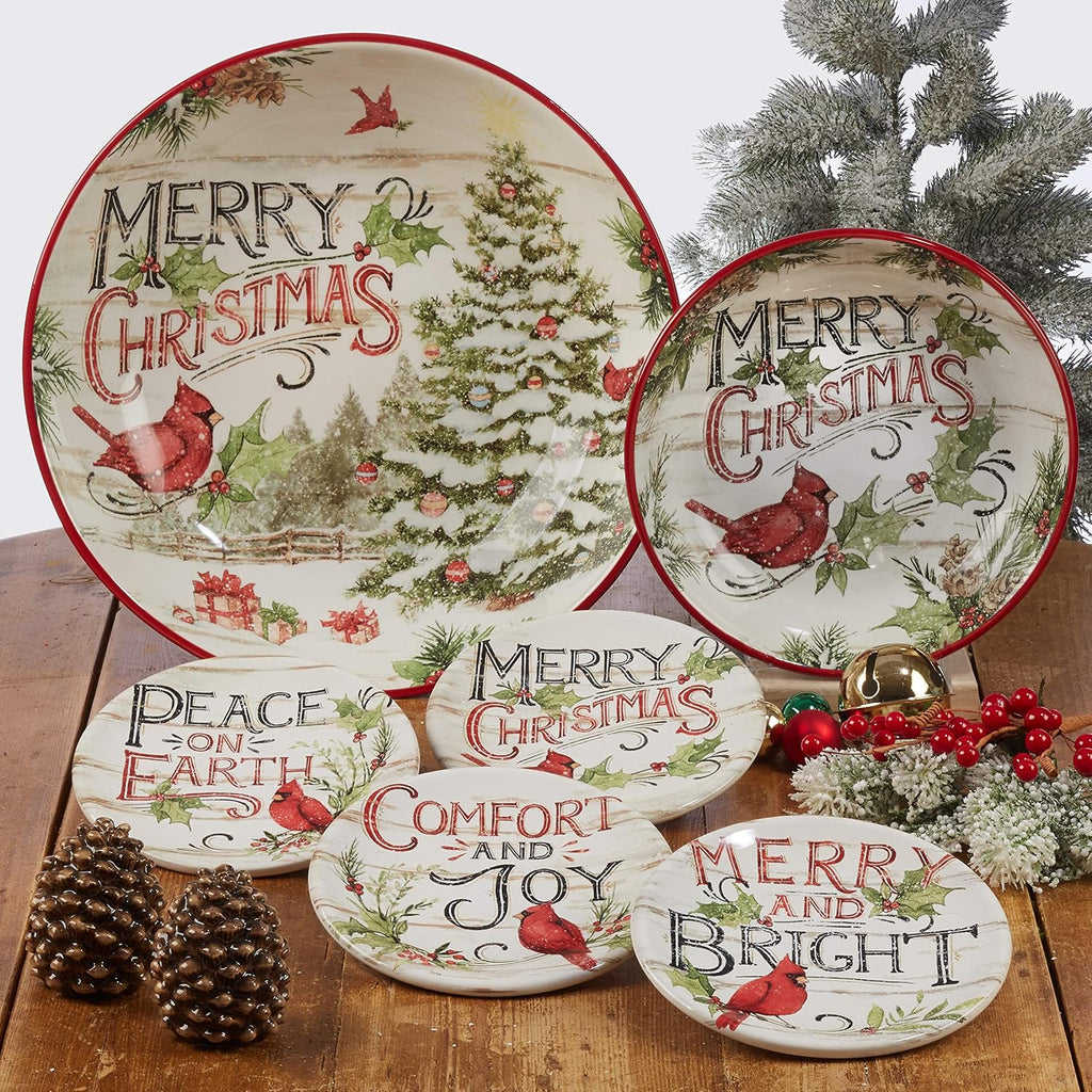 Evergreen Christmas Tree Cookie Jar - 64oz Ceramic Holiday Treat Canister with Vintage Charm, Snowy Branches &