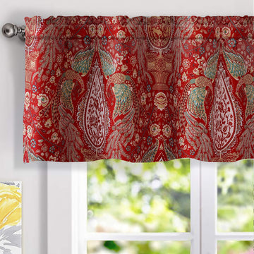 Christopher Peacock Floral Pattern Thermal Insulated Blackout Window Curtain Valance Rod Pocket 2 Layers 52 Inch by