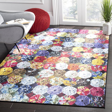 Aztec Collection Area Rug, Red & Multi, Boho Abstract Design, Non-Shedding & Easy Care, Ideal for High