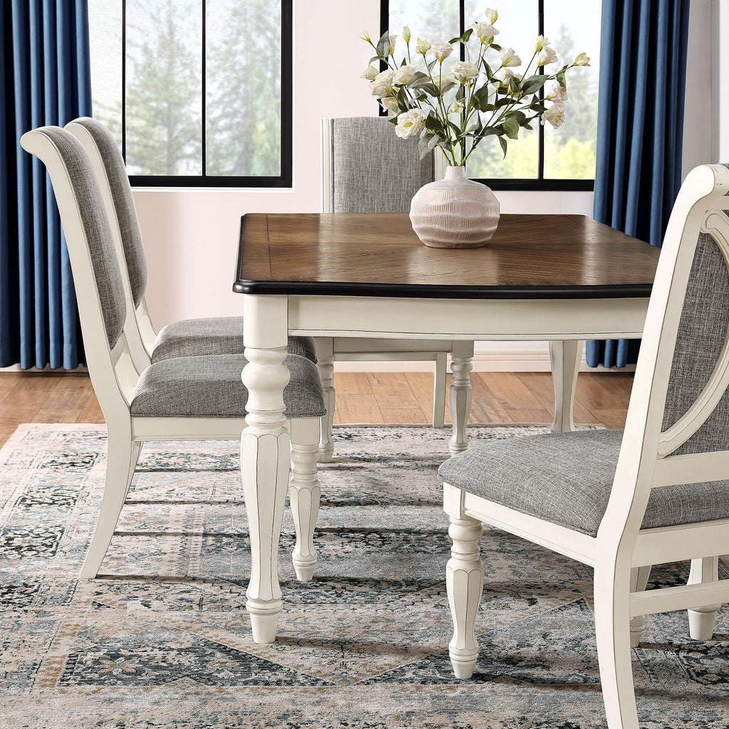 Belleza French Country 5-Piece Dining Set in Antique White and Weathered Oak Finish